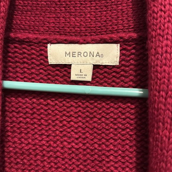 Wool Merona size large sweater vest button up fuchsia pink - Picture 2 of 4